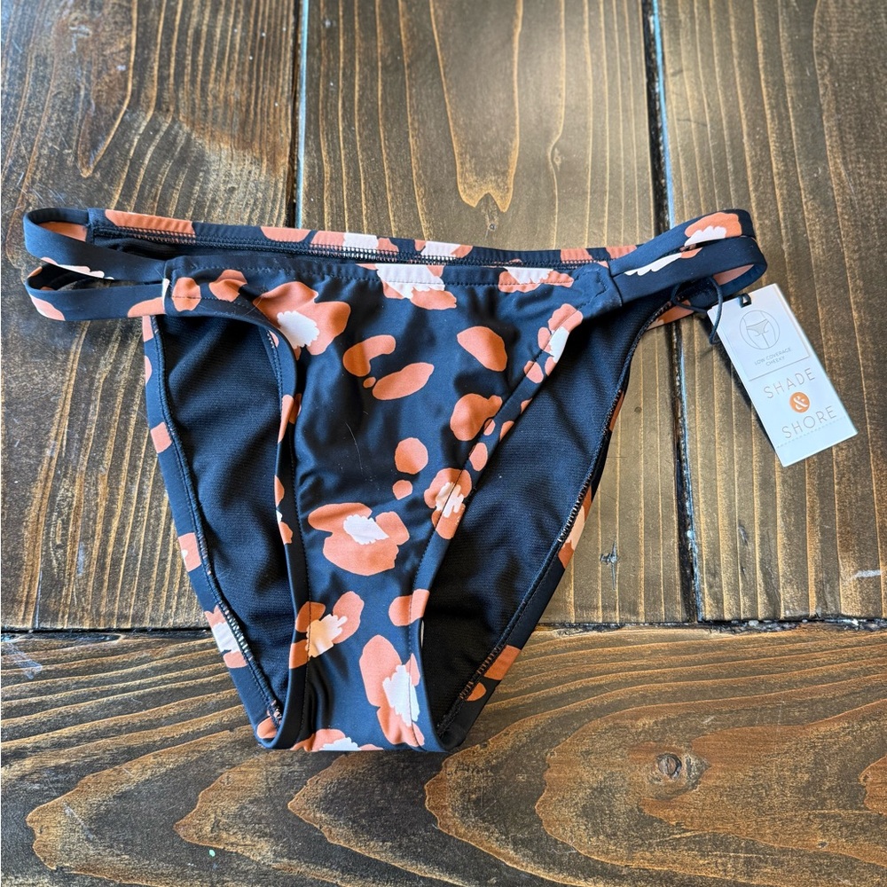 Shade & Shore Black and Orange Bikini Bottom